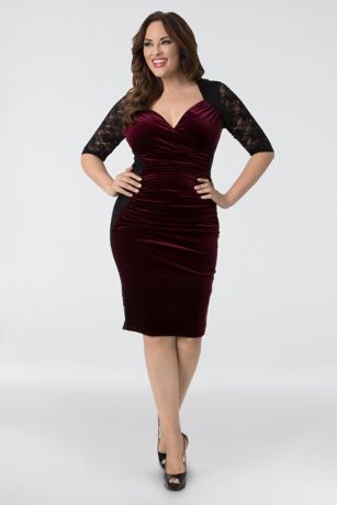 ワンピース maison celon u back hourglass dress Hourglass Velvet Plus Size Cocktail Dress | David's Bridal
